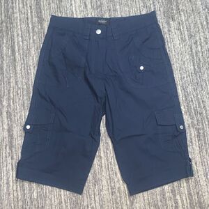 Bexleys Womens Size 38 Cargo Long Shorts Navy Blue Pockets 100%‎ Cotton